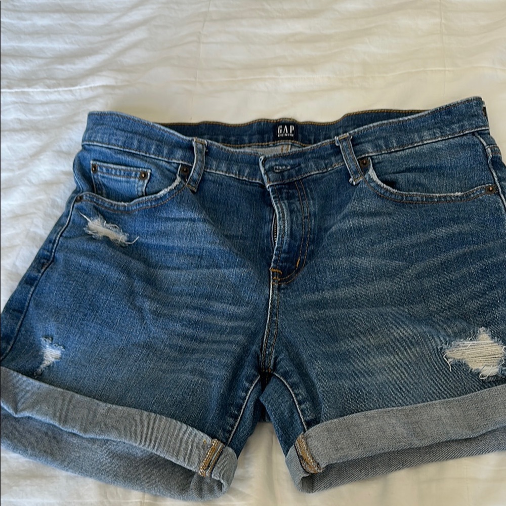 GAP Blue Jean Shorts Distressed Cuffed Hem